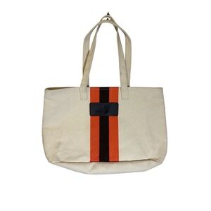 John Hardy Canvas Tote Bag Orange Black Stripe Shopper‎ Carryall